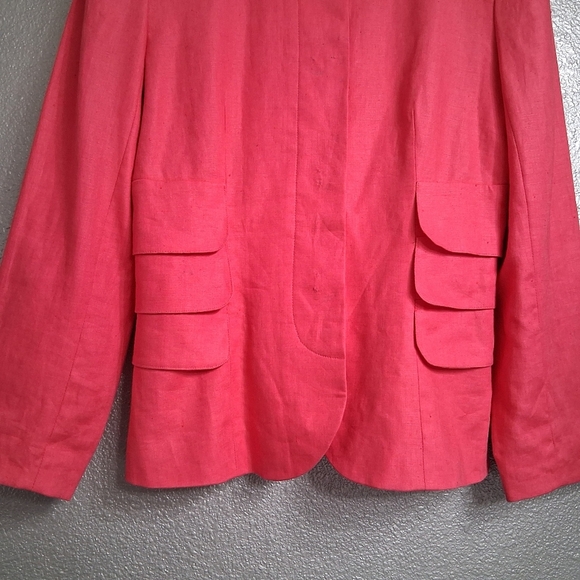 Albert Nipon Boutique Bright Pink 100% Linen Blazer  Size 8 - Picture 8 of 11